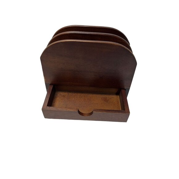 VTG PBHA Dark Wood‎ Letter Sorter With Drawer Desk Organizer MCM - Picture 2 of 10